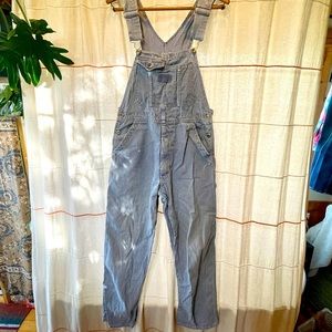 Vintage Ikeda Striped Train Conductor Overalls - Cotton - Size S/M
